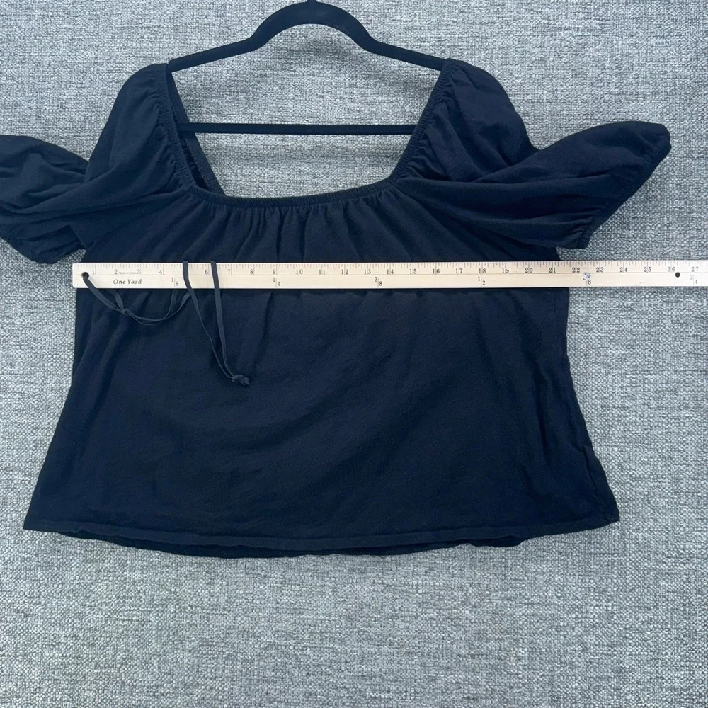 Old Navy Black Milkmaid Puff Sleeve Square Neck Blouse Top XL